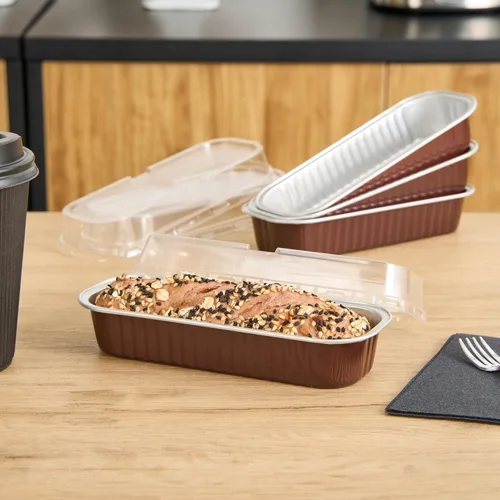 Vista 8 de Restaurantware - Mini moldes para pasteles de 6.8 onzas, 6.5 x 2.6 x 1.2 pulgadas, 100 tazas redondas para hornear, desechables, con tapas de Café