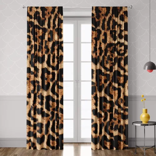 Vista 13 de Cortinas con estampado de leopardo de 42 pulgadas de ancho x 63 pulgadas de alto, para sala de estar y dormitorio, decoración de guepardo