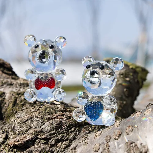 Vista 6 de H&D HYALINE & DORA Figuras de cristal hechas a mano para decoración del hogar, regalo de la colección de osos de cristal/perro