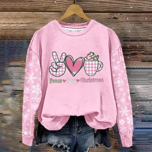 Vista 2 de Camisetas de manga larga con estampado de Feliz Navidad para mujer, sudaderas sueltas de otoño