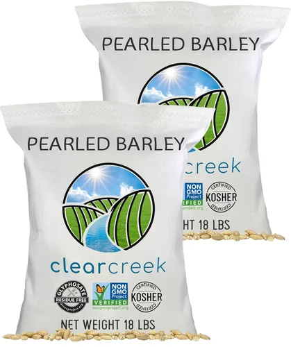 Vista 10 de CLEAR CREEK Cebada perlada certificada sin residuos de glifosato Bolsa con cordón de 4 libras Sin OGM Kosher Vegano No irradiado