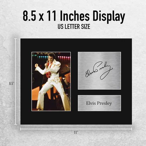Vista 2 de HWC Trading Regalos de Elvis Presley USL con autógrafo impreso y firmado para fanáticos de recuerdos musicales - Tamaño carta de EE. UU