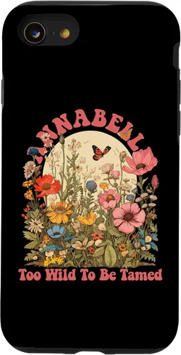 Vista 13 de Funda con nombre de ANNABELLE para iPhone 14, diseño retro de flores silvestres para niñas