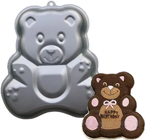 Vista 2 de Molde de pastel de oso de dibujos animados, molde para pastel de cumpleaños 3D, moldes de pastel de aleación de aluminio, herramientas