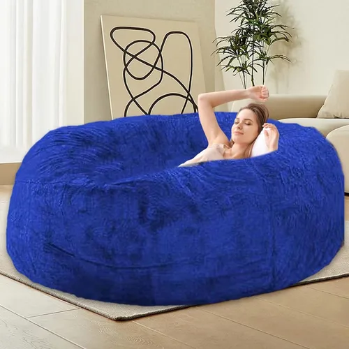 Vista 12 de HDMLDP - Funda de puf para niños y adultos, sin relleno, funda cómoda, esponjosa y redonda, para sofá tipo puf, para silla de lectura, silla de Gris