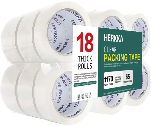 Vista 8 de HERKKA Cinta de Embalaje Transparente, 12 Rollos de Cinta de Embalaje Resistente para Envío, Embalaje, Mudanza y Sellado, Cinta de Embalaje