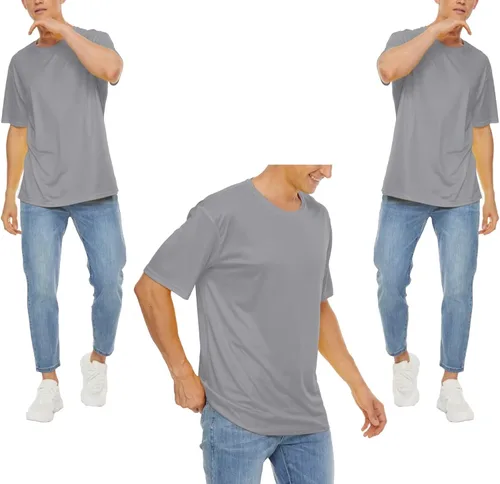 Vista 5 de BIYLACLESEN Camiseta de manga corta con protección solar UPF 50+ transpirable de secado rápido, para correr, para hombre