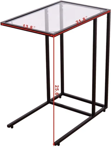 Vista 8 de Mesa auxiliar rectangular inclinable con parte superior de cristal, mesa auxiliar de sofá, mesa auxiliar de café para soporte de laptop, sala