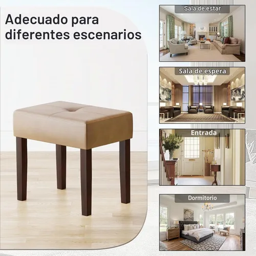 Vista 5 de EOSVALO Taburete de tocador de cuero, banco otomano rectangular de 18.7 pulgadas de ancho para sala de maquillaje, silla de tocador con patas