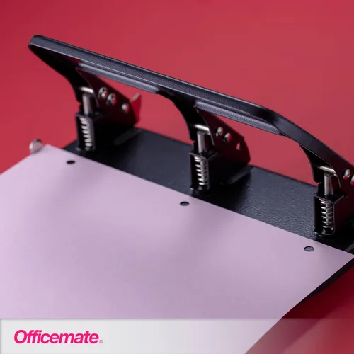 Vista 8 de Officemate Medium Duty - Perforadora de 3 agujeros con mango ergonómico, capacidad para 30 hojas, color negro (90088)