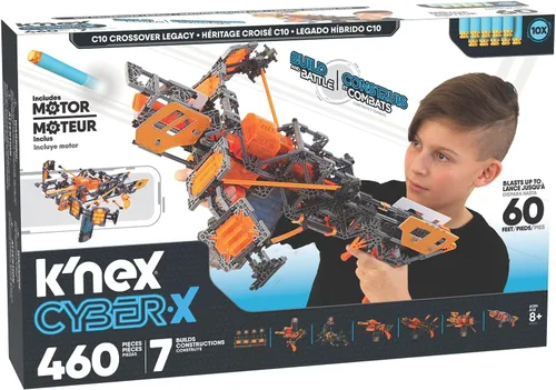 Vista 7 de K'NEX Cyber-X C10 Crossover Legacy con motor – Explosiones de hasta 60 pies – 460 piezas, 7 construcciones, objetivos, 10 dardos – Gran regalo