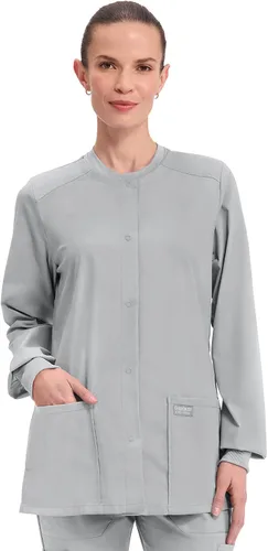 Vista 10 de Cherokee Workwear Profesionales Snap Front Warm-up Scrub Jacket Azul marino