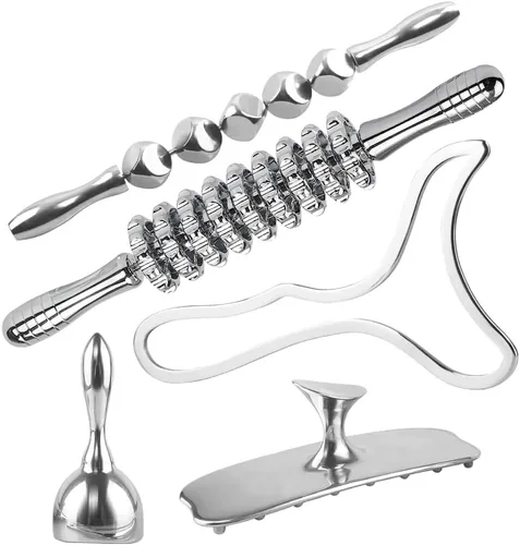 Vista 11 de ONUEMP 2 rodillos de masaje de acero inoxidable para esculpir el cuerpo de hielo, kit de maderoterapia Colombiana Professional, rodillo masajeador