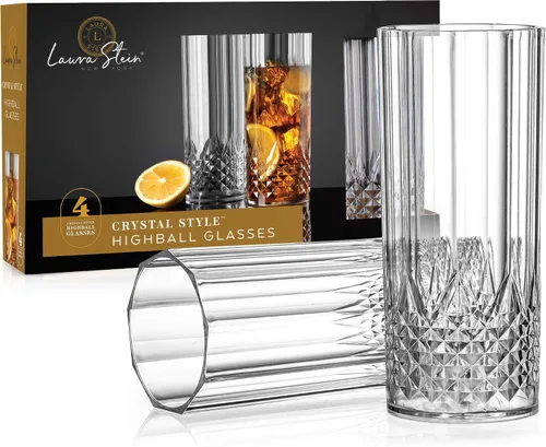 Vista 9 de Laura Stein Paquete de 4 vasos desechables estilo cristal con tallo Hard plastic looks like real glass; for weddings, toasts, catering & showers