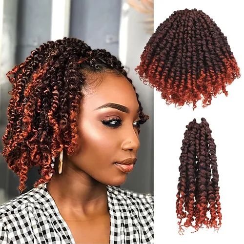 Vista 31 de Paquete de 8 paquetes de cabello de ganchillo súper corto de 6 pulgadas para mujeres negras y niños, extensiones de cabello pretrenzado suave