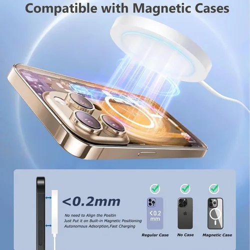 Vista 5 de Magnetic iPhone Wireless Charger 15W Mag Safe Fast Wireless Charger Pad 3FT [Apple MFi Certified] 2Pack Wireless Mag Charging Compatible with