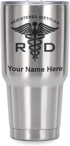 Vista 41 de LaserGram Vaso aislado al vacío de 20 onzas, dietista registrado RD, grabado personalizado incluido (negro)