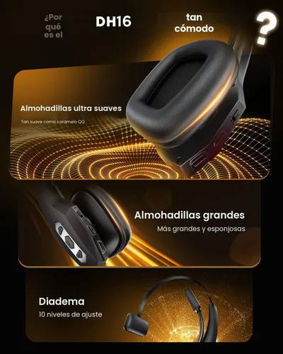 Vista 4 de Auriculares Bluetooth Trucker con base de carga, auriculares inalámbricos manos libres con micrófono de cancelación de ruido y botón de silencio