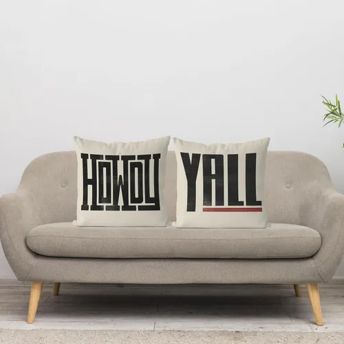 Vista 2 de IWXYI Fundas de almohada Howdy - Decoración occidental del hogar, 18 x 18, estilos suroeste y rancho