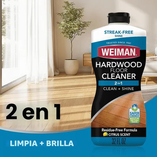 Vista 3 de Weiman Limpiador de pisos de madera dura de un galón y botella exprimible recargable, superficies de madera acabadas