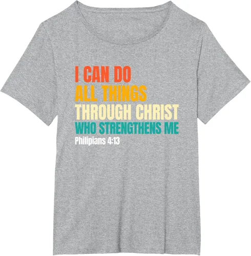 Vista 45 de I Can Do All Things Through Christ Christian Faith Camiseta, Negro, S