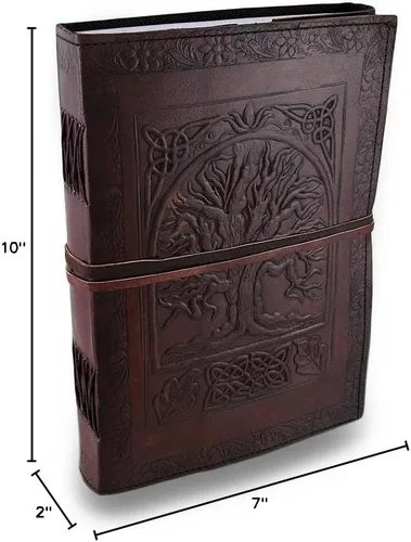 Vista 8 de Diario de cuero en relieve, cuaderno de árbol grande para escribir diario de cuero, diario de cuero hecho a mano (Gbag)