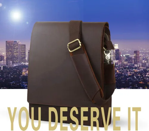 Vista 3 de Leathario Bolso bandolera de cuero genuino para hombre, bolso de hombro para hombre, pequeño mensajero, retro, viaje, trabajo