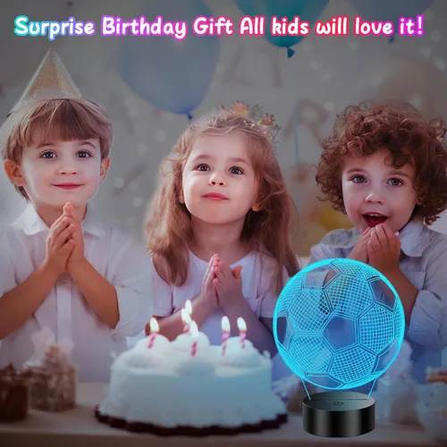 Vista 5 de Regalos de fútbol para niños de 8 a 12 años, lámpara de fútbol con ilusión 3D, regalos para niños, adolescentes, niños y niñas, 5, 6, 7, 8, 9, 10