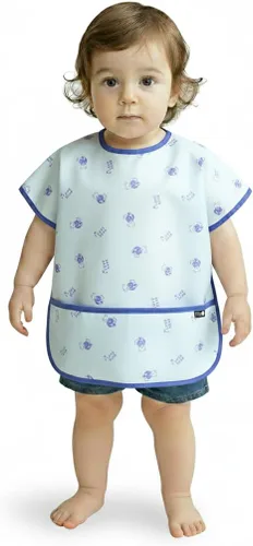 Vista 28 de Plie Short Sleeve Waterproof Bib for Toddlers – Easy Clean Feeding Apron for Mealtime, Daycare, Self-Feeding, Lightweight