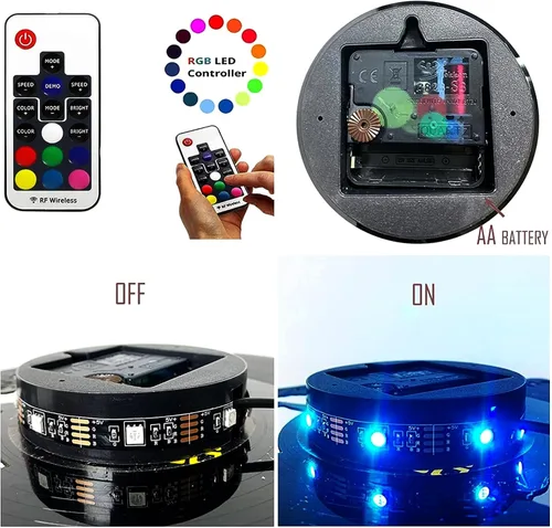 Vista 6 de Reloj de pared de caballo corriendo regulable, montaje en pared de 12 pulgadas, disco de vinilo con luces LED de caballo al galope, regalos