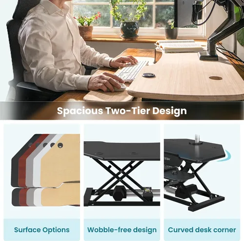 Vista 5 de VERSADESK® PowerPro™ - Convertidor de escritorio de pie de esquina de 36", elevador de escritorio de pie motorizado ajustable en altura de 36