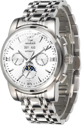 Vista 8 de OLEVS Relojes de pulsera para hombre movimiento mecánico original automático viento de seis pines de acero inoxidable de lujo impermeable HD
