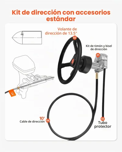 Vista 2 de Kit de Sistema de Dirección para Barco VEVOR