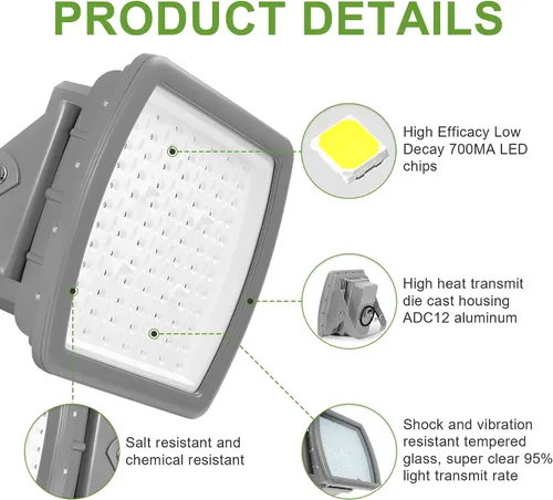 Vista 3 de Luz de inundación LED a prueba de explosiones de 100W, clase I División 2