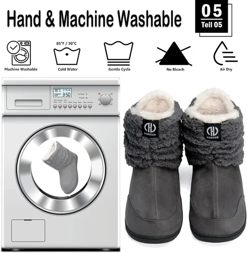 Vista 6 de JEBUKTXE Botas de invierno para hombre y mujer, botas de invierno para interiores y exteriores, pantuflas de felpa con espuma viscoelástica