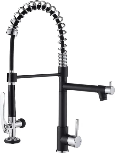 Vista 32 de Fapully - Grifo de fregadero de cocina comercial extraíble con espray níquel cepillado