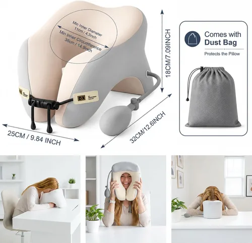 Vista 5 de Almohada de escritorio para siesta, almohada cervical para silla de oficina, almohadas de apoyo para el cuello para dormir en el escritorio