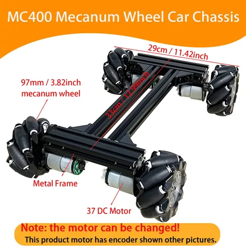 Vista 2 de Mecanum Wheel - Kit de aprendizaje de control de chasis de automóvil para Arduino Raspberry Pie Microbit con motor codificador de CC, Steam AGV ROS