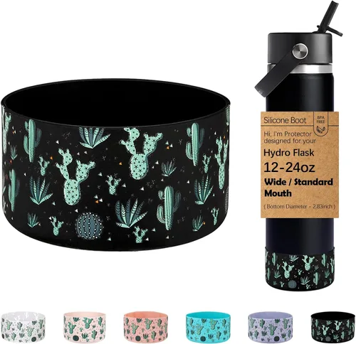 Vista 40 de WK IEASON Base protectora de silicona para botellas Hydro Flask de 12 a 24 onzas de ancho y boca estándar, funda antideslizante para accesorios de 2