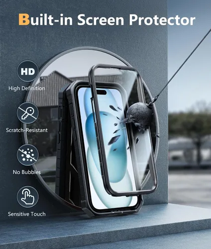 Vista 4 de FNTCASE Funda para iPhone 15: funda para iPhone 13, 14 y 16e, de grado militar, protección rígida a prueba de golpes, funda protectora rígida