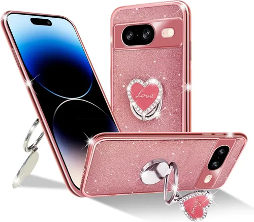 Vista 48 de Funda protectora transparente de 3 capas con anillo bonito soporte, para mujeres y niñas, para Pixel 6 2021 (lavanda)