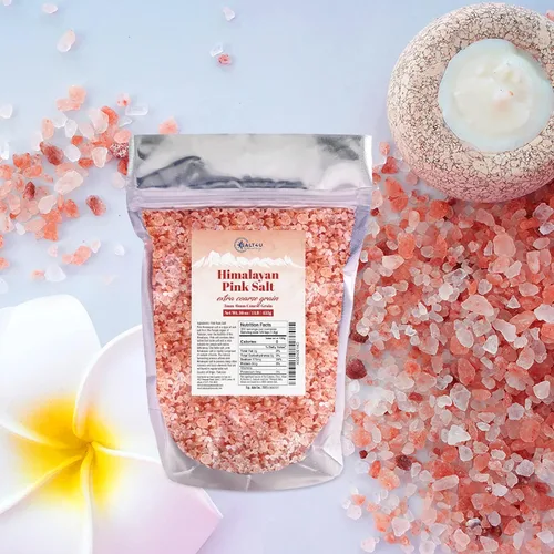 Vista 6 de Sal rosa del Himalaya gourmet premium, grano extra grueso, bolsa de 1 libra