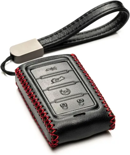 Vista 7 de Vitodeco Funda de cuero genuino para llavero inteligente compatible con Jeep Wagoneer, Grand Wagoneer, Grand Cherokee 2022-2025 (5 botones, negro)
