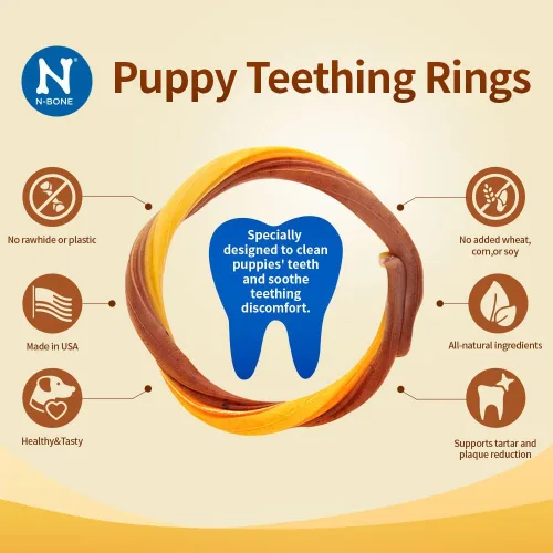 Vista 3 de Aro para dentición para mascotas N-Bone, con sabor a pollo