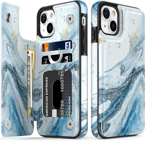 Vista 46 de LETO para iPhone 15 Pro Funda tipo cartera - Tapa tipo folio con patada - Diseños de moda - Tarjetero - Funda protectora para mujeres y niñas - 6.1
