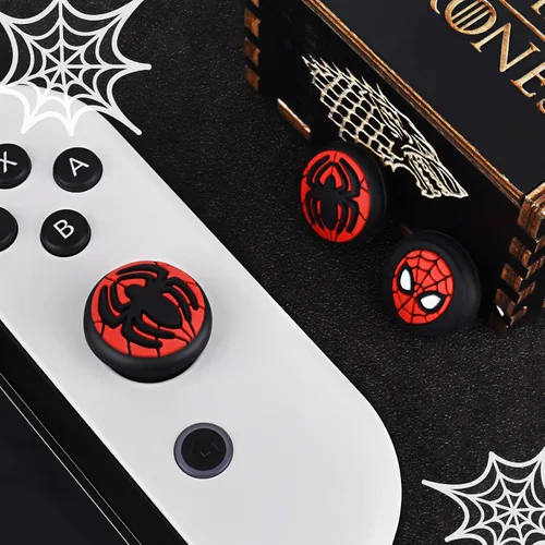 Vista 2 de DLseego Tapas de agarre de pulgar de araña para interruptorSwitch LiteSwitch OLED Joy Con Cool Movie Comic Hero Console analógico Joystick cubierta