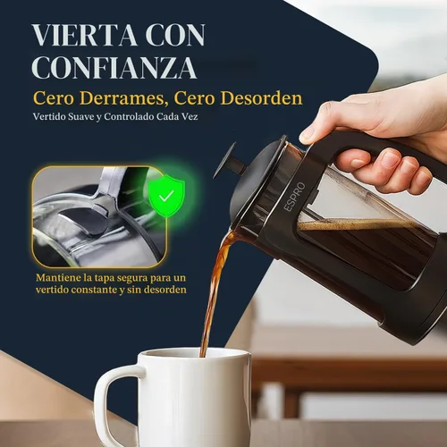 Vista 6 de ESPRO P3 Cafetera de prensa francesa, 17 onzas, negro, prensa de filtro doble micro Grit-Free Coffee Press, Thicker Borosilicate Heat Resistant