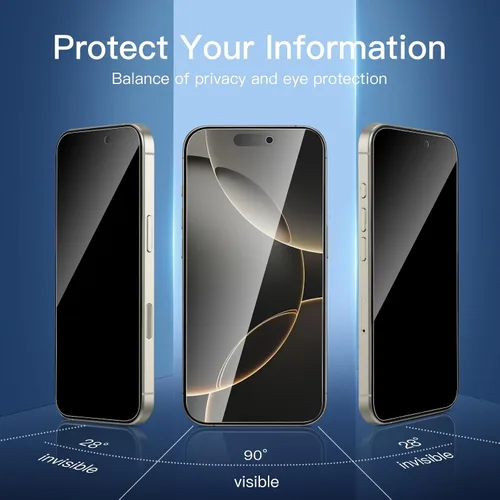 Vista 163 de NEW'C Paquete de 3 protectores de pantalla de privacidad para iPhone Air/iPhone 17 Air (6.5 pulgadas), película de vidrio templado antiespía