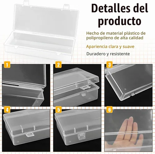 Vista 3 de 10 cajas de almacenamiento de plástico de 6 pulgadas, pequeños recipientes de almacenamiento con tapas con bisagras, cajas transparentes