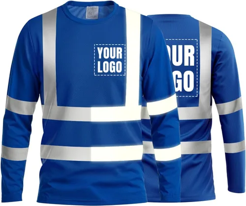 Vista 59 de La alta visibilidad reflexiva de las camisetas de la seguridad del logotipo de encargo Hola Vis de Verde neón - Estilo 8